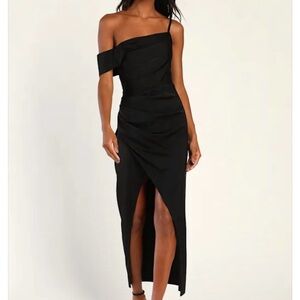 Lulu's Chic Black One-Shoulder Dress